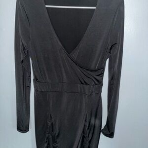 Parisian Works Black Long-Sleeve Wrap Dress